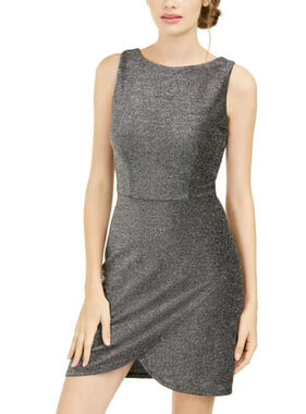 B. Darlin Black Metallic Tulip Hem Sleeveless Mini Dress Juniors 9 Women S NWT